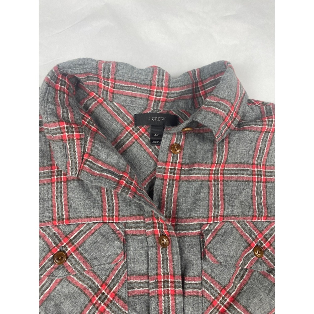 J. Crew Plaid Tunic Shirt Women's Size 4T Tall Gray Red - Picture 5 of 15